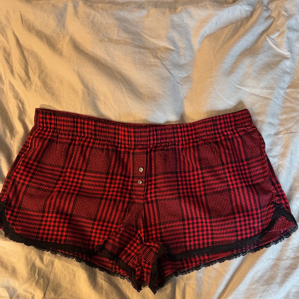 Victoria's Secret Red and Black Plaid Lounge Shorts